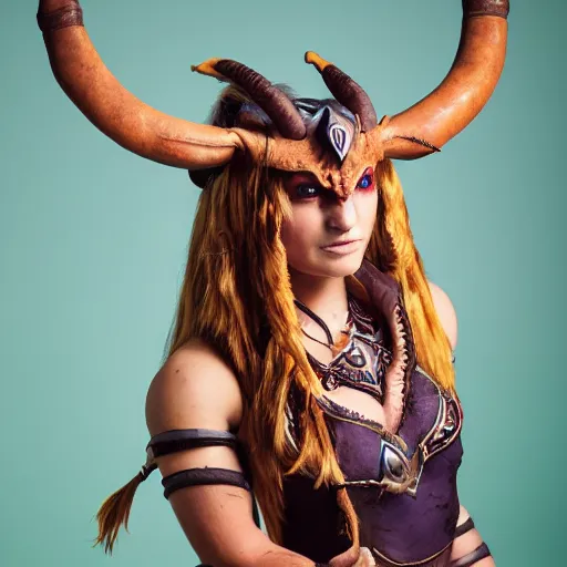 Image similar to female tauren from world of warcraft, cosplay, photoshoot, studio lighting, photograpy by Bruce Weber