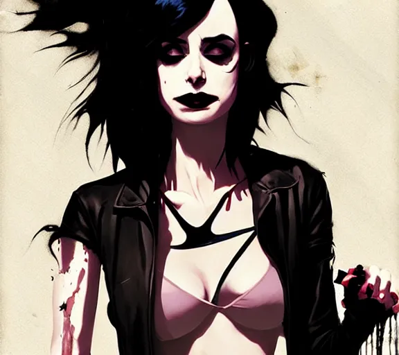 Prompt: krysten ritter as a death from sandman, goth, black lace, by atey ghailan, by greg rutkowski, by greg tocchini, by james gilleard, by joe fenton, 9 0 s aesthetic