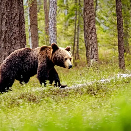 Prompt: photo of an agressive bear in a forest running at the camera