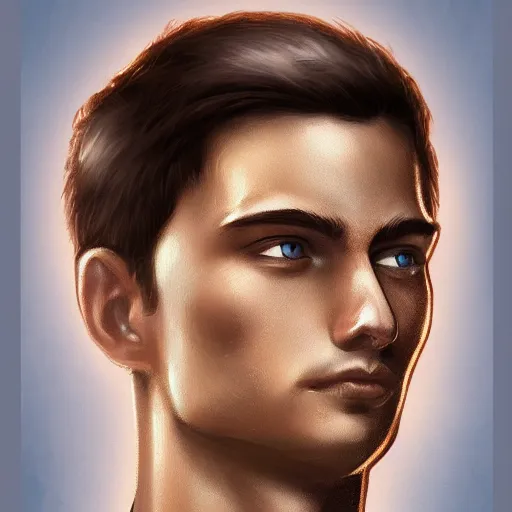Image similar to a portrait of a handsome young man, highly detailed, digital painting, trending on artstation