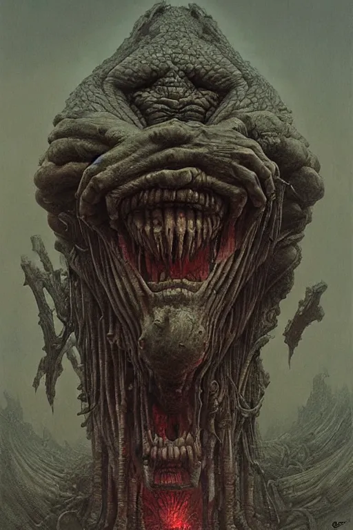 Image similar to ogre by giger, zdzisław beksinski, greg rutkowski