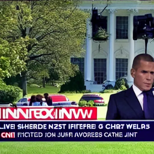 Image similar to live on cnn ufo lands on whitehouse lawn