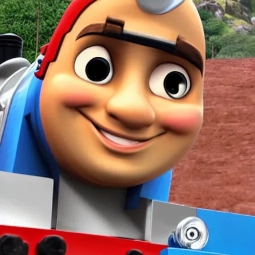 Prompt: dwayne johnson as train in thomas and friends series