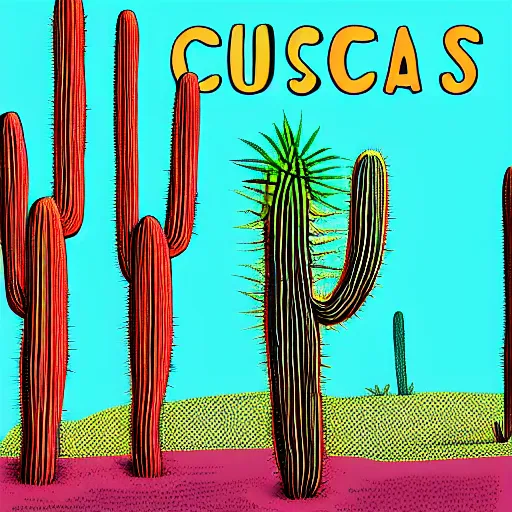 Prompt: Cactus with sunglasses, digital art, album cover
