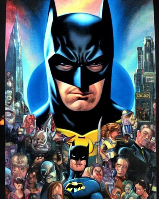 Image similar to batman, airbrush, drew struzan illustration art, key art, movie poster