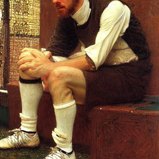 Image similar to a portrait of lionel messi by lawrence alma - tadema