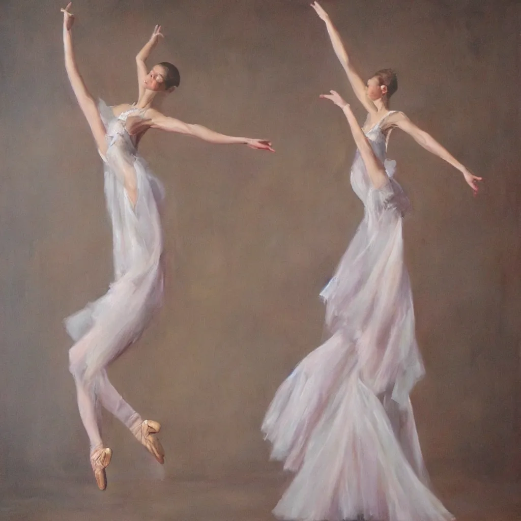 Prompt: a stunning oil painting of a ballerina