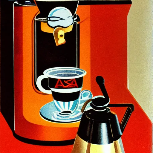 Image similar to coffee machine, italian futurism