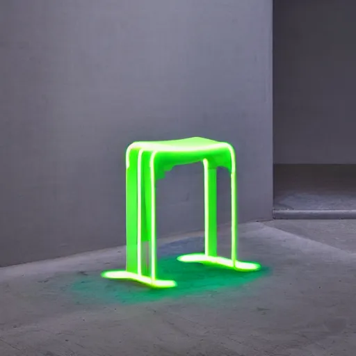 Prompt: the neon pantone stool by tadao ando