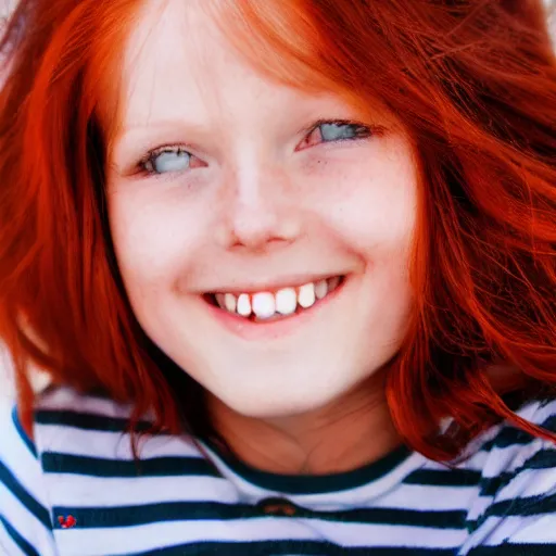Prompt: smiling redhead girl, ultrarealistic photograph, 3 5 mm