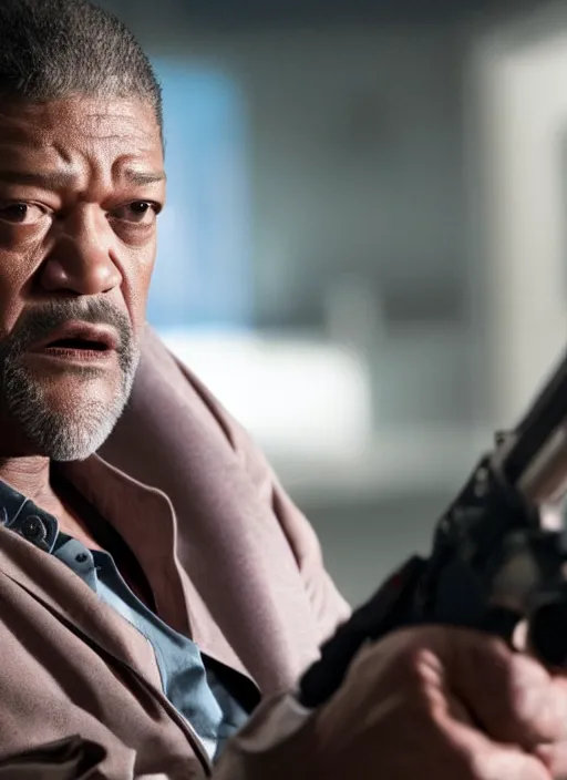Prompt: film still of Laurence Fishburne as Roger Murthaugh in Lethal Weapon, 4k