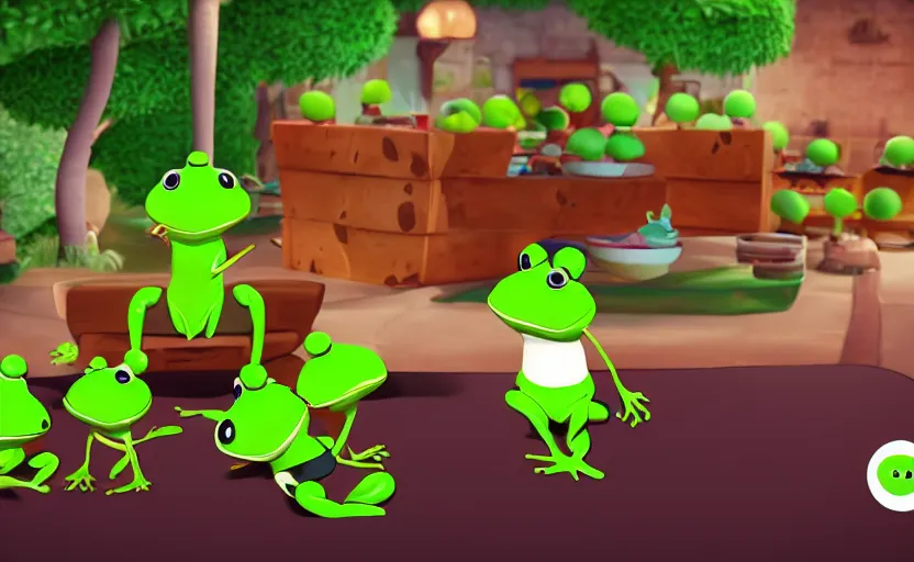 Prompt: game about a cute frog chef in italy, frog chef in foreground, unity screenshot,