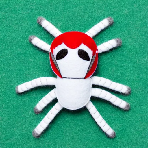 Image similar to closeup spider, very detailed felt plushie, official product image, white studio