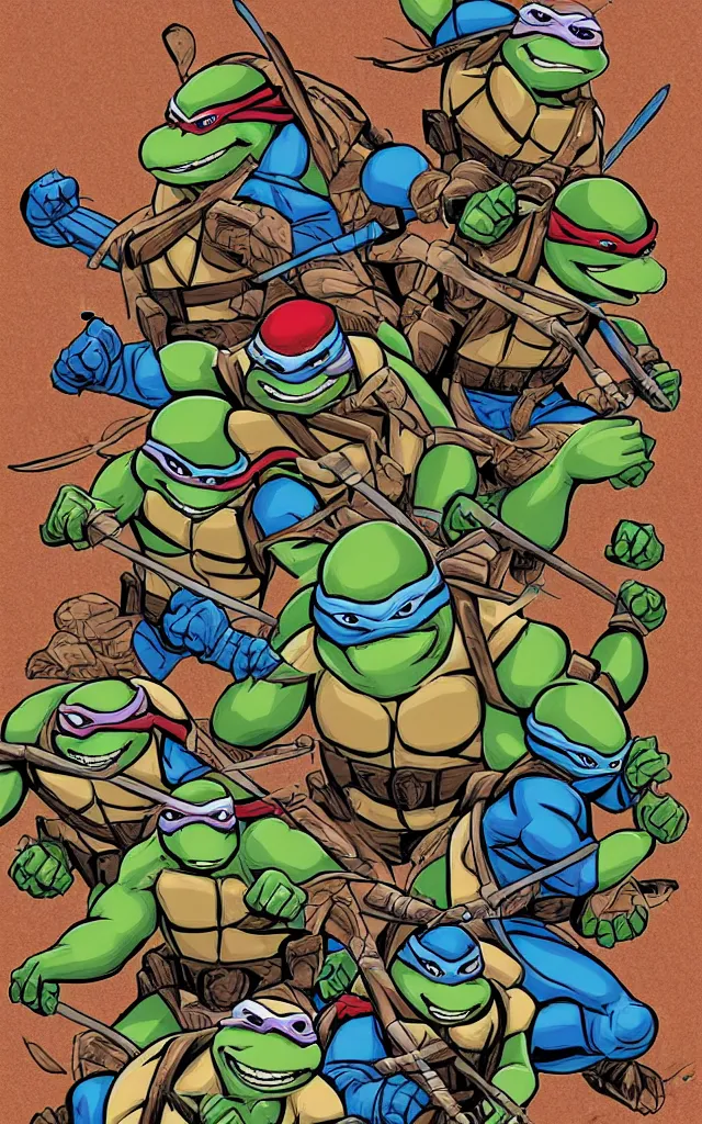 Prompt: detailed Teenage mutant ninja turtles illustration by mico suayan