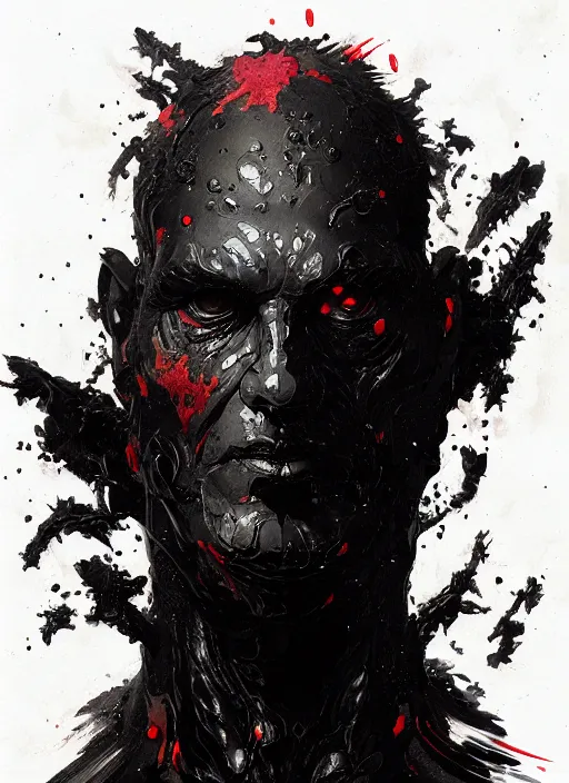 Prompt: painting of a god in black slime, highly detailed, digital painting, concept art, smooth, sharp focus, illustration, illustration by greg rutkowski, yoji shinkawa, 4 k, digital art, concept art, red color, trending on artstation, 8 k