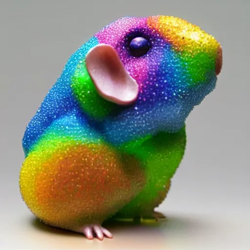 Image similar to rainbow hamster made out of large gems and crystals, sculpture, 8 k hd