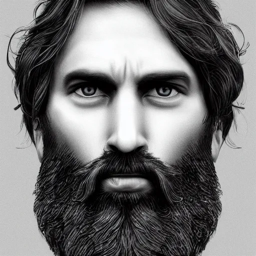Prompt: Portrait of a bearded man, ultra detailed, digital art, trending on ArtStation