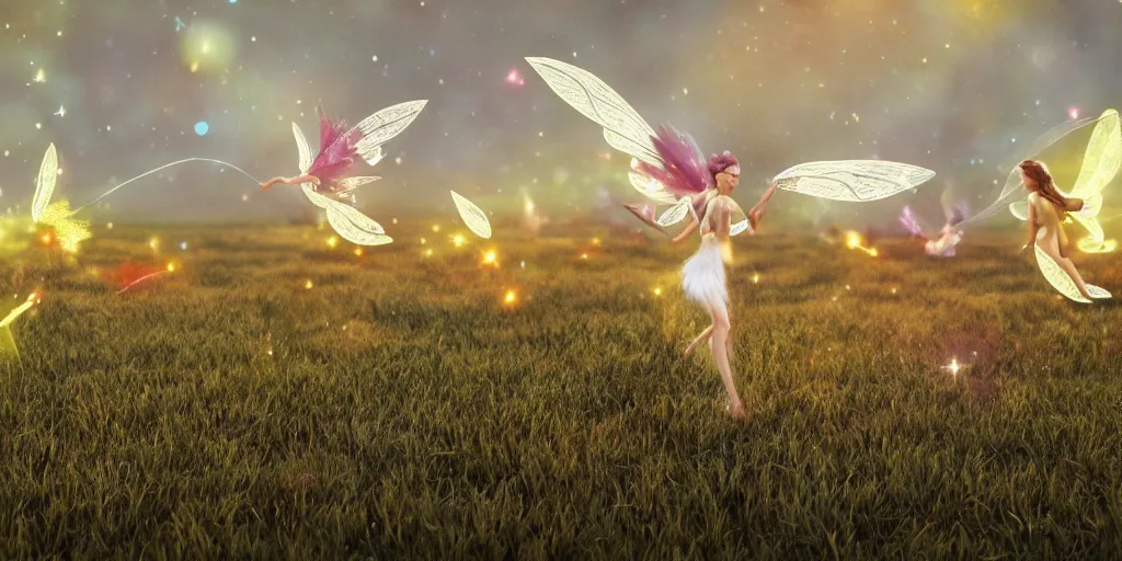 Prompt: magical fairy chickens frolicking in a field, autumn, sparkles, light beams, photorealistic, hyperrealistic, 8 k, trending on artstation