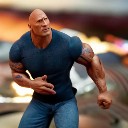 Prompt: a still of dwayne johnson in the movie hotwheels acceleracers