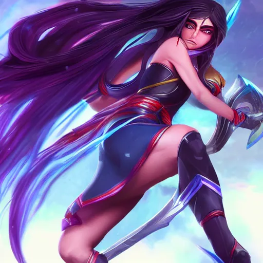 Prompt: digital art of Irelia from League of Legends, action pose, WLOP, extremely detailed