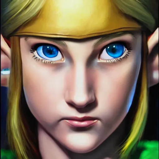 Image similar to An ultra-realistic portrait painting of Zelda from The Legend of Zelda in the style of Alex Ross. 4K. Ultra-realistic. Highly detailed. Epic lighting.