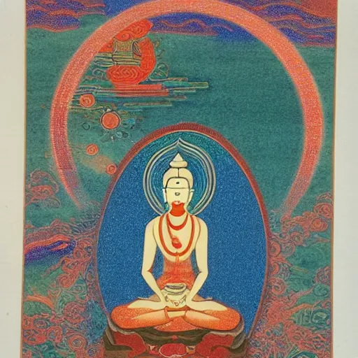 Prompt: amitabha meditates and dreams of infinity, highly detailed - 6