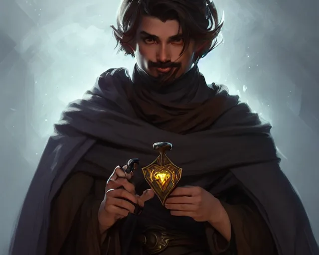 Young Shadow Mage Male Holding A Pipe Shrouded Face Stable Diffusion