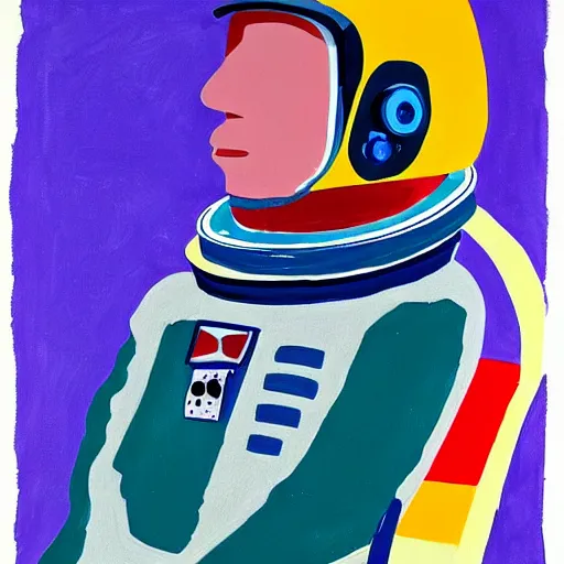 Prompt: Portrait painting of an astronaut by David hockney