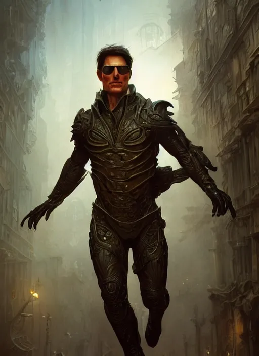 Image similar to tom cruise as oscar diggs, intricate, d & d, fantasy, art nouveau, digital painting, trending on artstation, sharp focus, wide shot, illustration, global illumination, ray tracing, art by artgerm and greg rutkowski and ruan jia