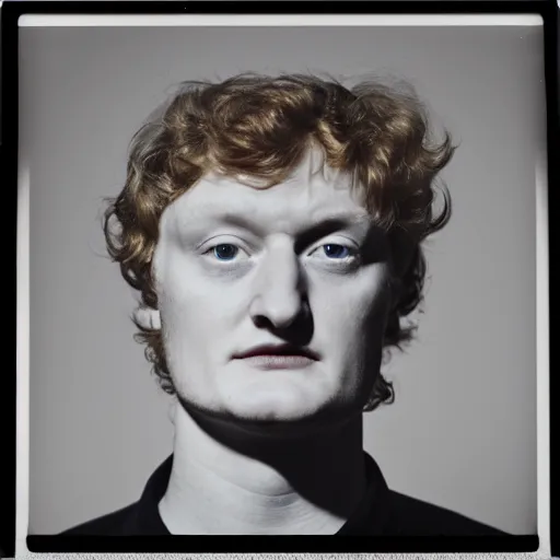 Prompt: james acaster, portrait, fashion photography, polaroid, by david bailey, mariko mori, davide sorrenti