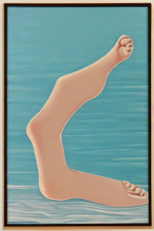 Image similar to the outline of a talon and foot against the backdrop of an ocean, mid century art