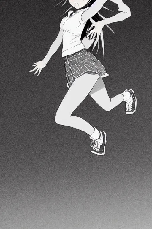 Prompt: high detail portrait of japanese manga high school girl, jump, sunday