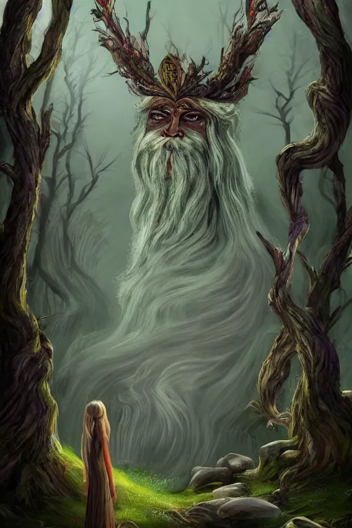 Prompt: gaelic forest spirit, qirin, god, deity, serene, wide angle, super highly detailed, professional digital painting, artstation, concept art, smooth, sharp focus, no blur, no dof, extreme illustration, Unreal Engine 5, Photorealism, HD quality, 8k resolution, cinema 4d, 3D, beautiful, cinematic, art by artgerm and greg rutkowski and alphonse mucha and loish and WLOP