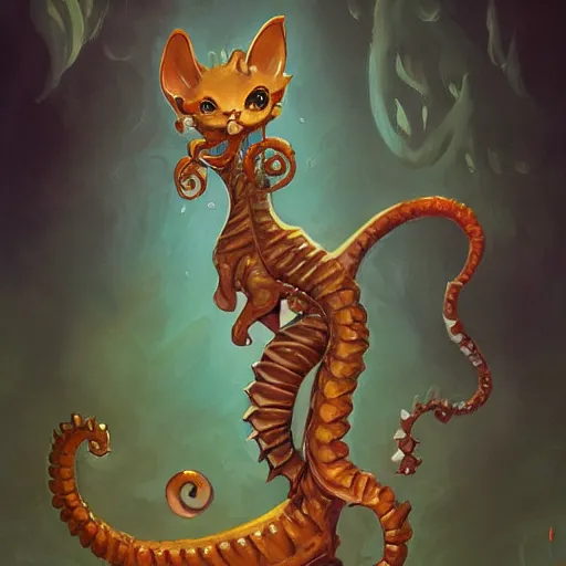 Image similar to cat seahorse shapeshifter, humanoid fursona by Peter Mohrbacher and Louis Wain, furaffinity, trending on artstation