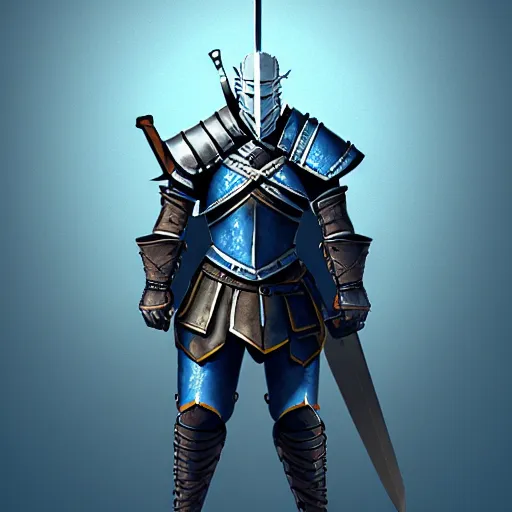 Image similar to videogame painting of an elegant light blue steel - plate armor artstation, rpg, digital art, isometric, dark background, dark souls, the witcher 3, runescape, skyrim, final - fantasy, diablo - 3