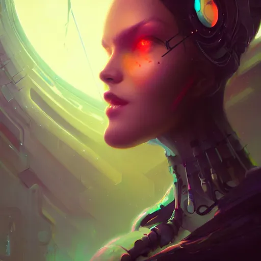 Prompt: a portrait of a beautiful cybernetic witch, cyberpunk concept art by pete mohrbacher and wlop and artgerm and josan gonzales, digital art, highly detailed, intricate, sci-fi, sharp focus, Trending on Artstation HQ, deviantart, unreal engine 5, 4K UHD image