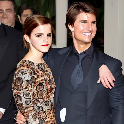 Prompt: emma watson couch and tom cruise screaming