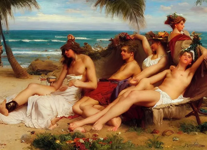 Image similar to the roman legion relaxing on the beach by vladimir volegov and alexander averin and pierre auguste cot and delphin enjolras