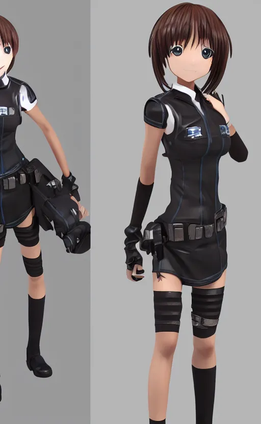 Prompt: !dream Anime girl figure in police dress, unreal engine, highly detailed.