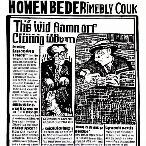 Prompt: Robert Crumb controversial comic, newspaper clipping, headline