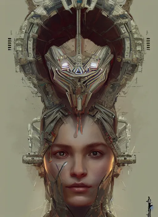 Image similar to symmetry!! portrait of post apocalypse nature alien in the style of horizon zero dawn, machine face, intricate, elegant, highly detailed, digital painting, artstation, concept art, smooth, sharp focus, illustration, art by artgerm and greg rutkowski and alphonse mucha, 8 k