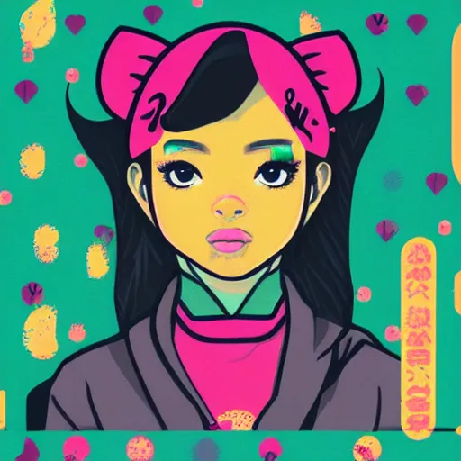 Image similar to dojacat profile picture by sachin teng x hellokitty, vector, ganja, marijuana, organic painting, hard edges, masterpiece, smoke, asymmetrical, matte paint, energetic