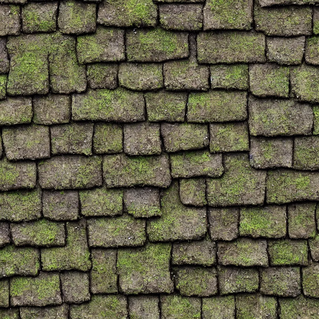 Image similar to texture of an old abandoned mossy roof tiles