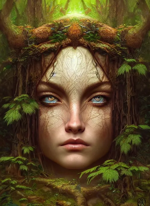 Image similar to digital _ painting _ goddess of the forest _ in the forest _ filipe _ poles _ and _ justin _ gerard _ symmetrical _ wonderful eyes _ fantasy _ very _ detailed _ realistic _ complex _ clear focus