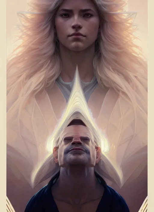 Image similar to symmetry portrait of cloud giant ( variant ), intricate, elegant, highly detailed, digital painting, artstation, concept art, smooth, sharp focus, illustration, art by artgerm and greg rutkowski and alphonse mucha, 8 k