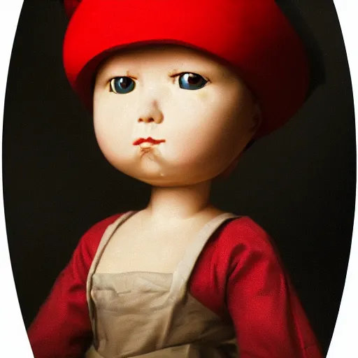 Prompt: A portrait of an evil sorecerer with a red hat, Sky Doll style, high detail, 8k