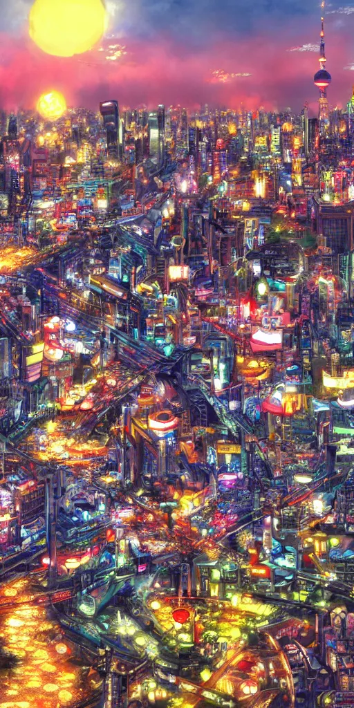 Prompt: , anime tokyo scenery only wallpaper aesthetic, super detailed and intricate, beautiful, hyper realistic
