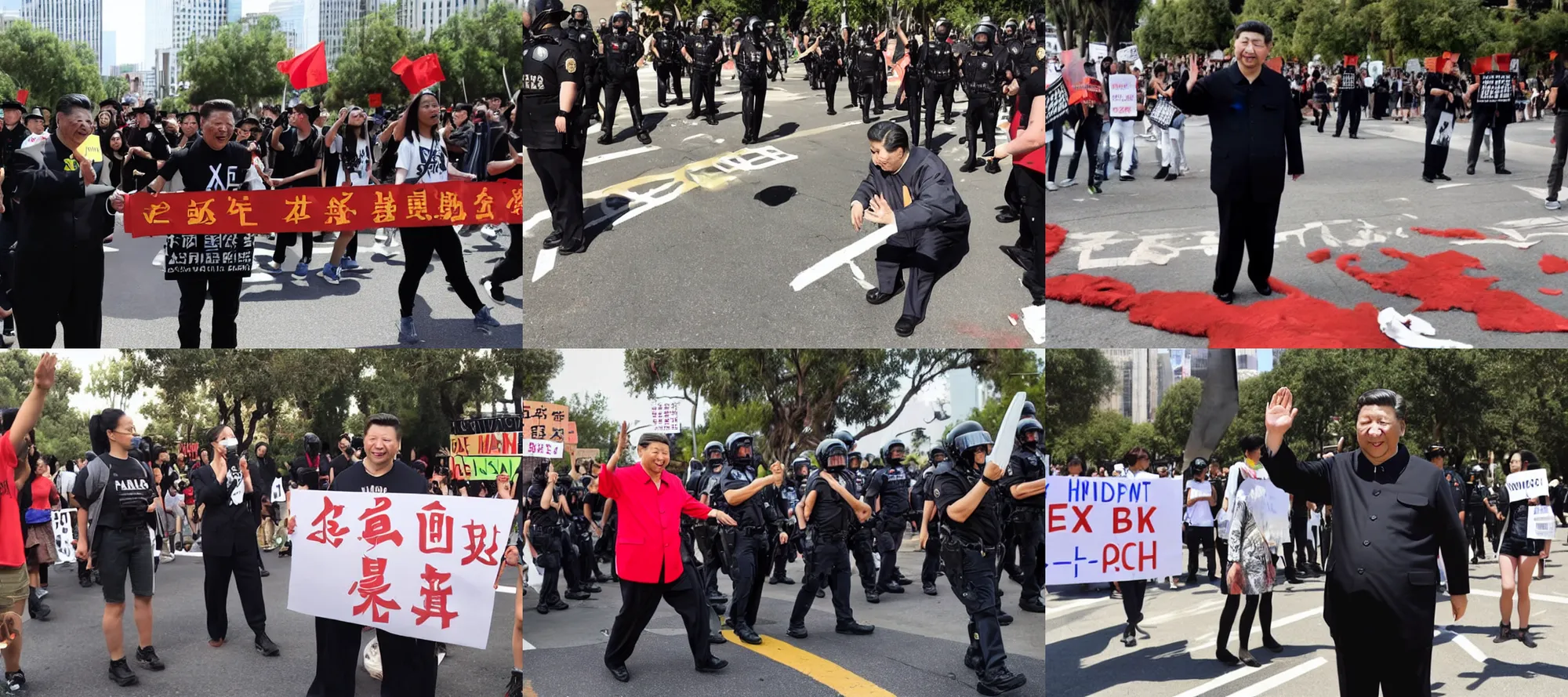 Prompt: xi jinping at blm protest la