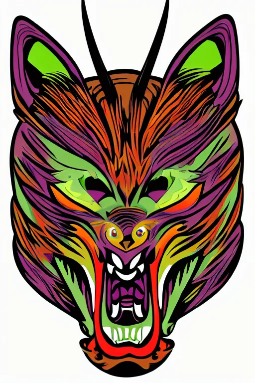 Image similar to demon cat, art by brian miller, sticker, colorful, illustration, highly detailed, simple, smooth and clean vector curves, no jagged lines, vector art, smooth