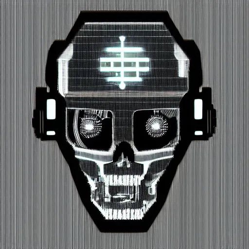 Image similar to in the style of max prentis and deathburger and laurie greasley a 2d y2k vector icon of a cyberpunk headpiece, highly detailed, solid background, cybernetic, y2k, 8k wallpaper